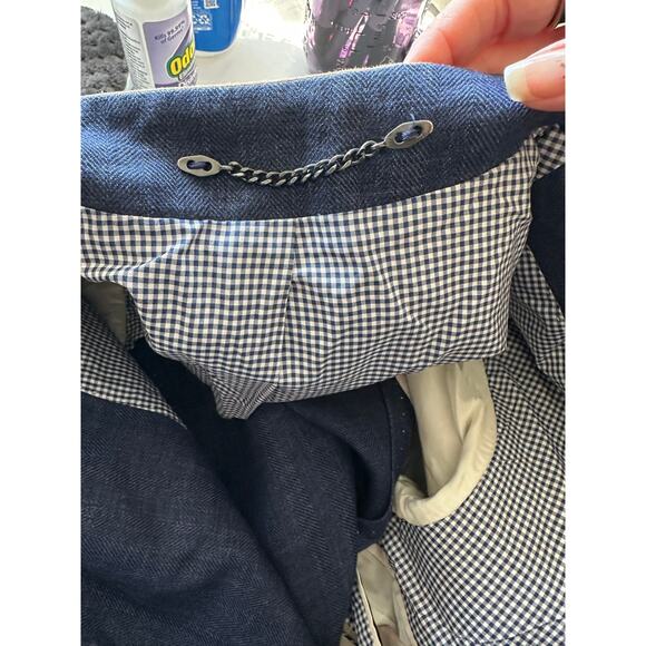 Windsor Men’s Stand-Collar Blue Blazer US 34 (EU 44) Suede Trim - Picture 8 of 15